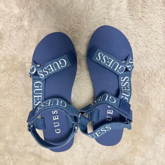 GUESS Navy Blue Platform Logo Sandal - Picture 3 of 6